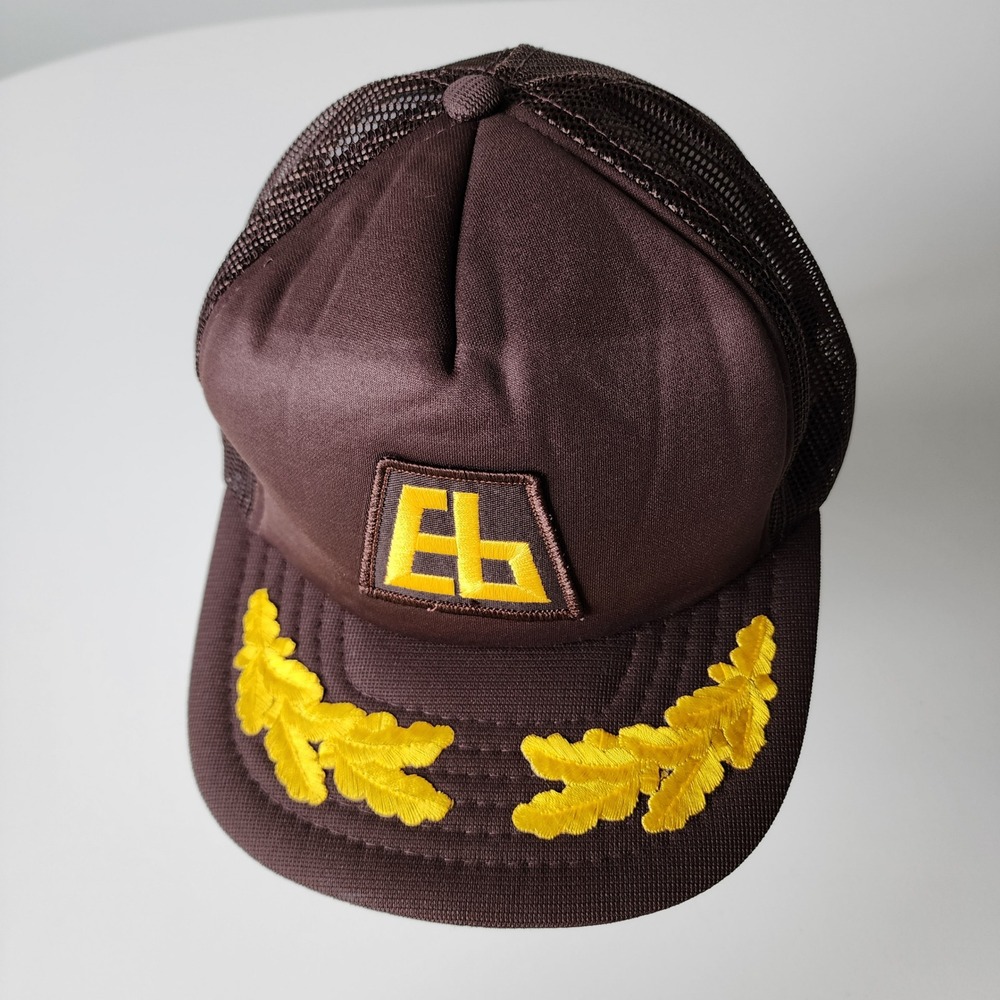 Yupong Trucker Hat Brown EB Patch Scrambled Eggs Vintage Mesh Snapback Cap‎